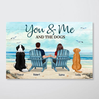 Personalized "You & Me AND THE DOGS" Beach Canvas for Couples & Dog Lovers