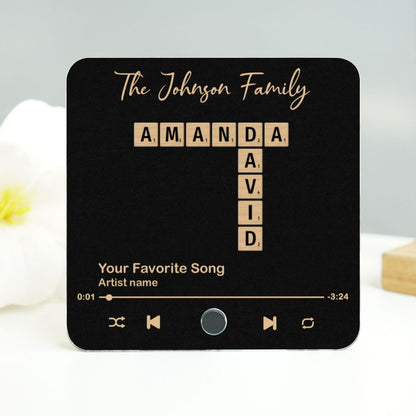 Family Crossword Art - Personalized Acrylic Music Magnet