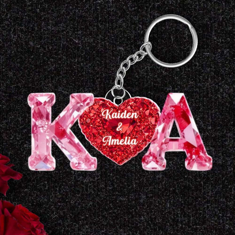 Couple Love Initial - Personalized Acrylic Keychain