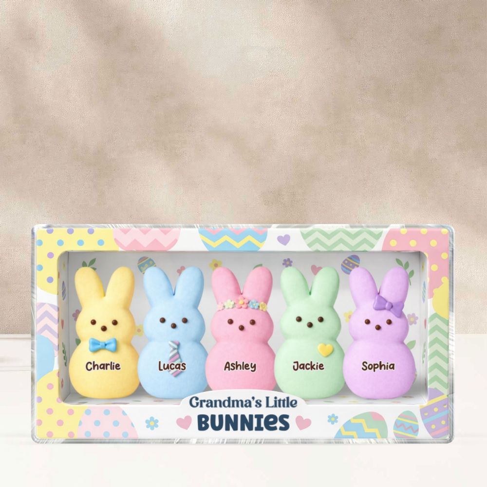 Grandma's Little Bunnies - Personalized Custom Grandkids Names Acrylic Block Plaque