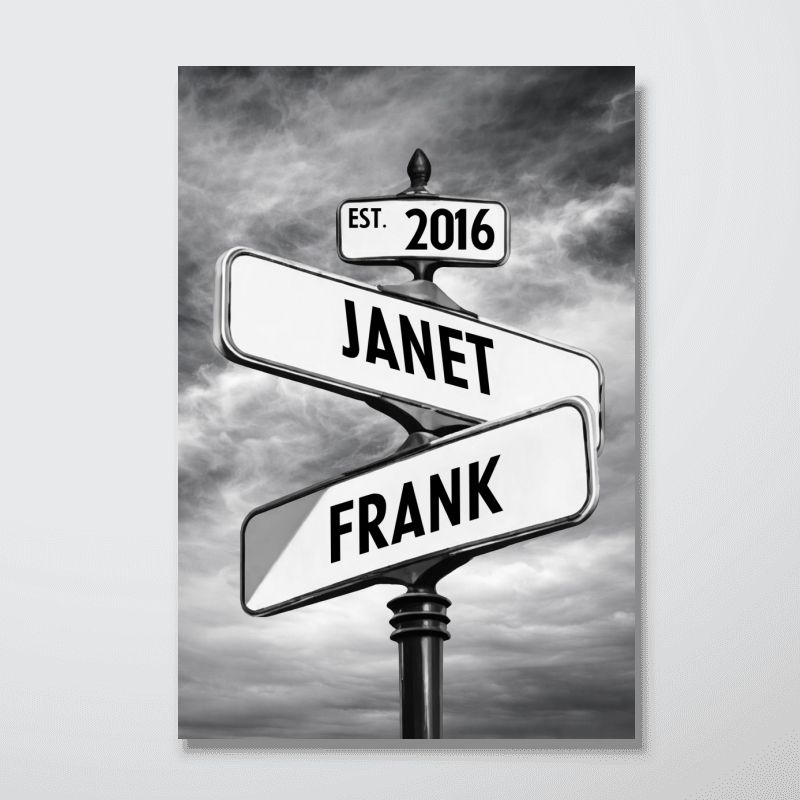 “Couple Street Sign” Personalized Poster / Canvas - Romantic Anniversary Gift for Couple