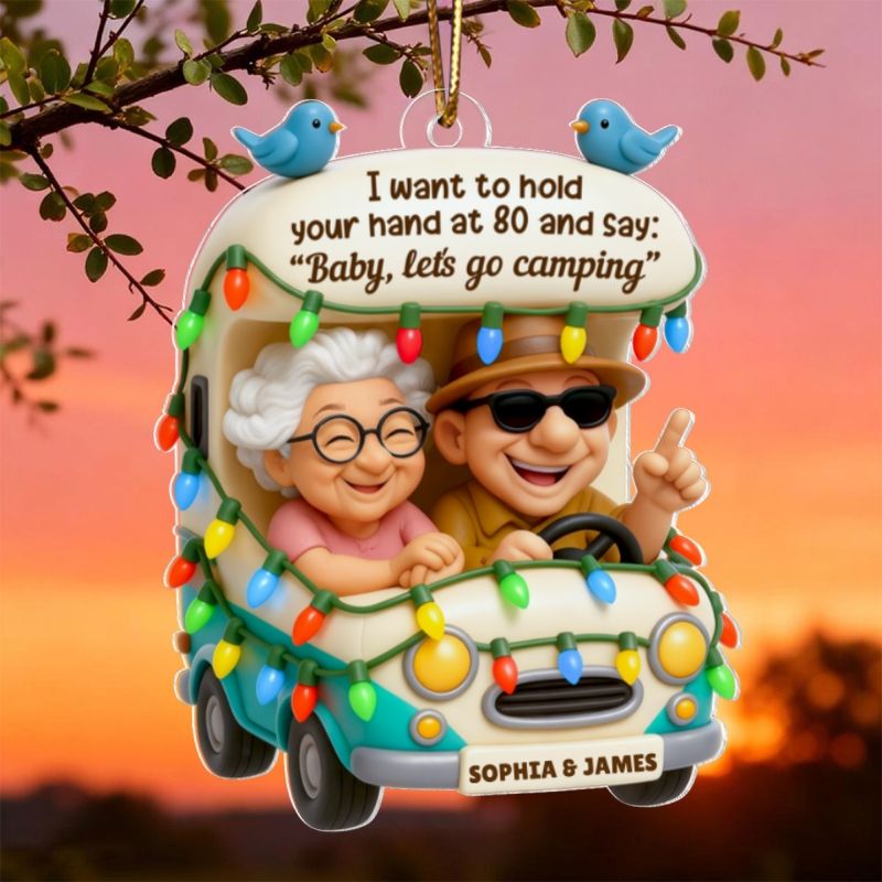 Baby Let's Go Camping - Personalized Old Couple Acrylic Car Hanger