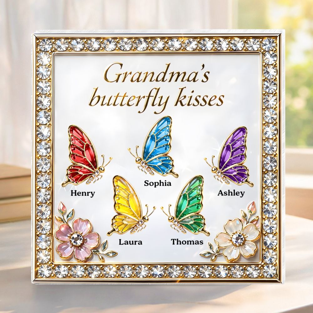 Grandma's Butterfly Kisses - Personalized Acrylic Block Plaque