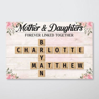 Mother & Daughters Forever Linked Together - Personalized Canvas / Poster