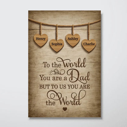 A Father Holds His Children Heart Forever - Personalized Poster / Canvas Father's Day Gift for Dads