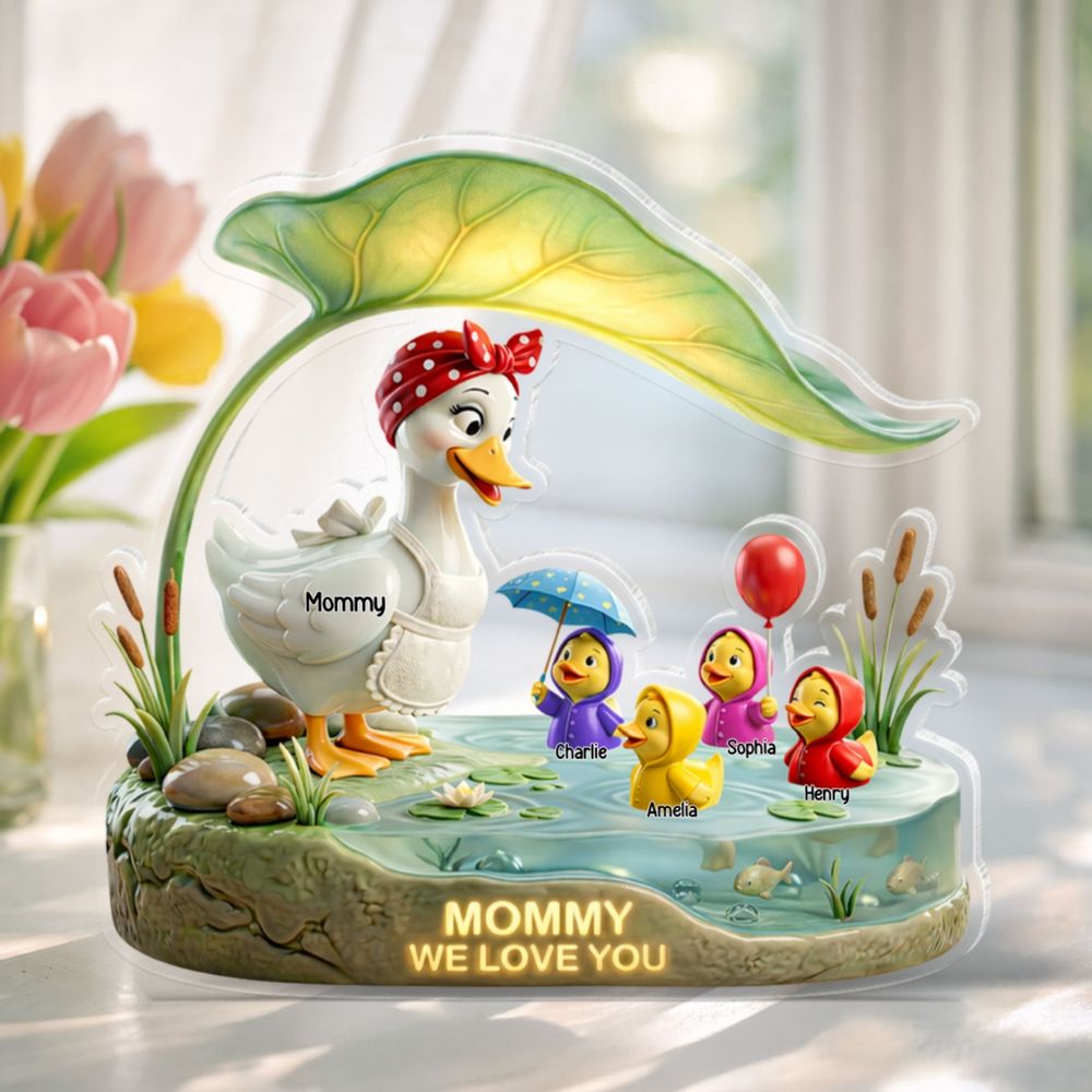 “Mother Duck & Little Ducks” Personalized Acrylic Plaque - Custom Gift for Mom