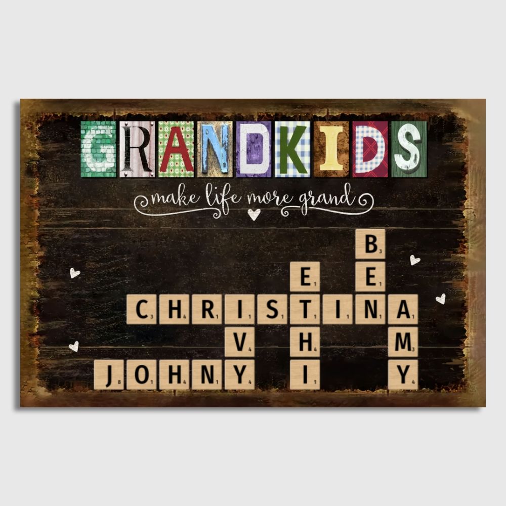 Grandkids Make Life More Grand - Personalized Family Heritage Canvas / Poster