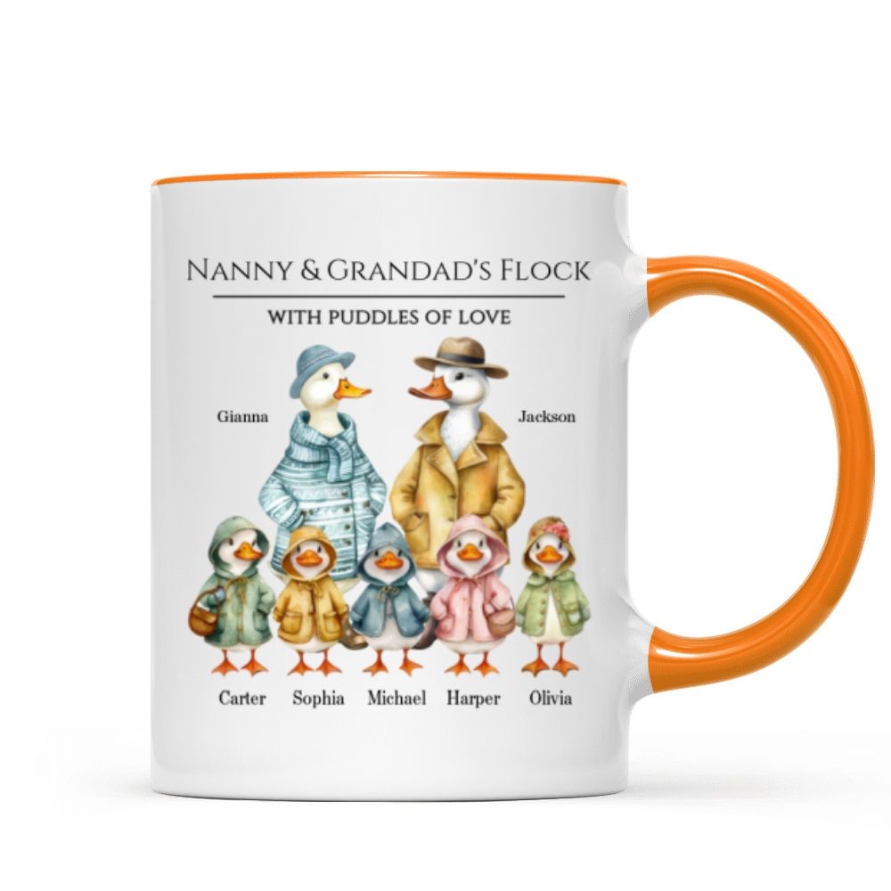 Nanny & Grandad’s Flock - Cute Watercolor Ducks - Personalized Mug