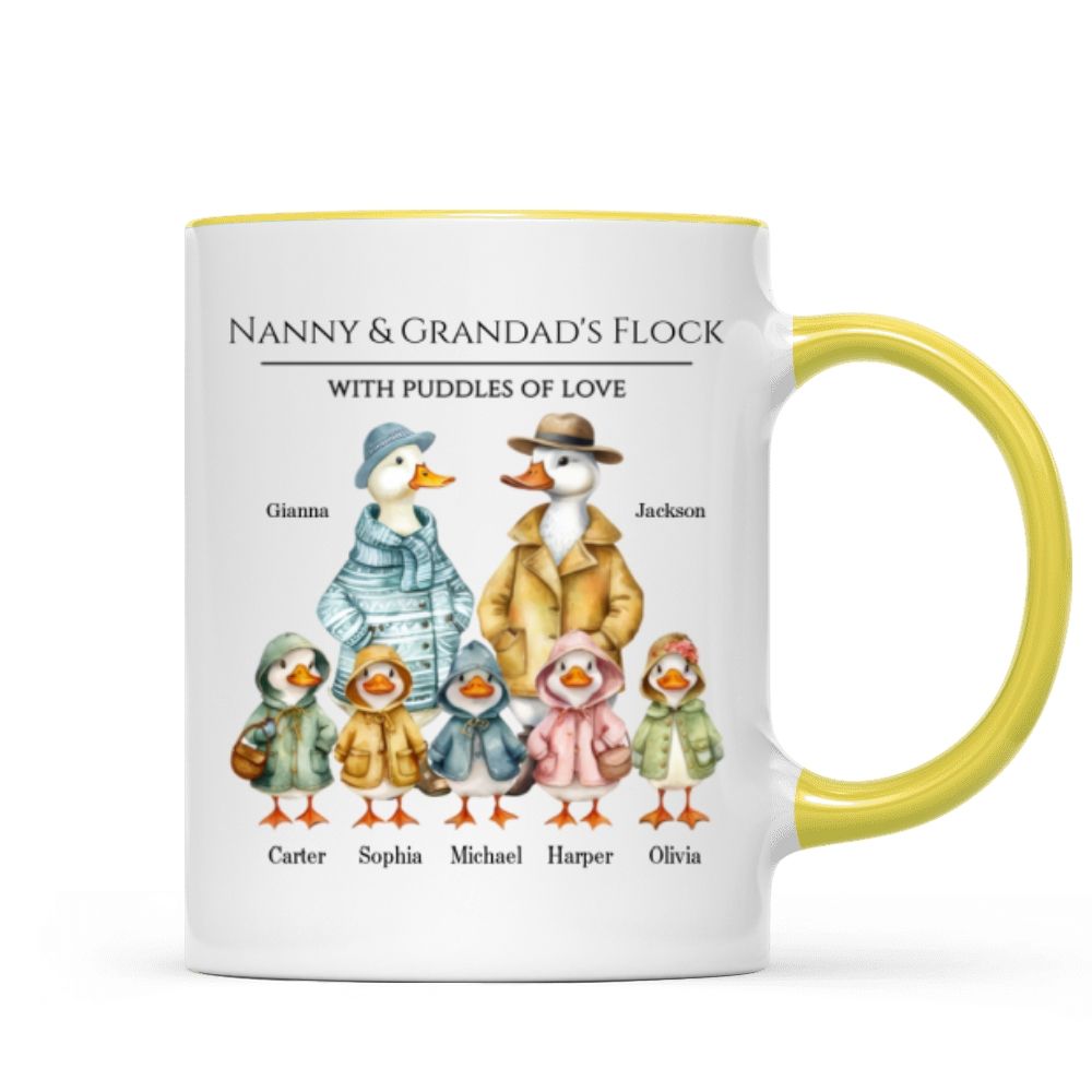 Nanny & Grandad’s Flock - Cute Watercolor Ducks - Personalized Mug