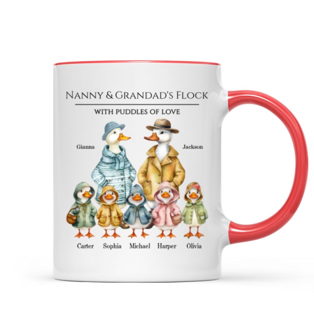 Nanny & Grandad’s Flock - Cute Watercolor Ducks - Personalized Mug