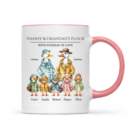 Nanny & Grandad’s Flock - Cute Watercolor Ducks - Personalized Mug