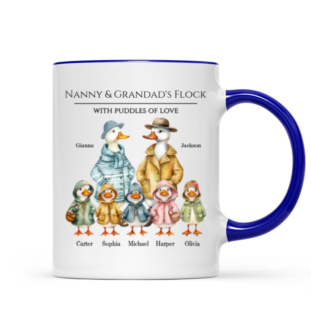 Nanny & Grandad’s Flock - Cute Watercolor Ducks - Personalized Mug