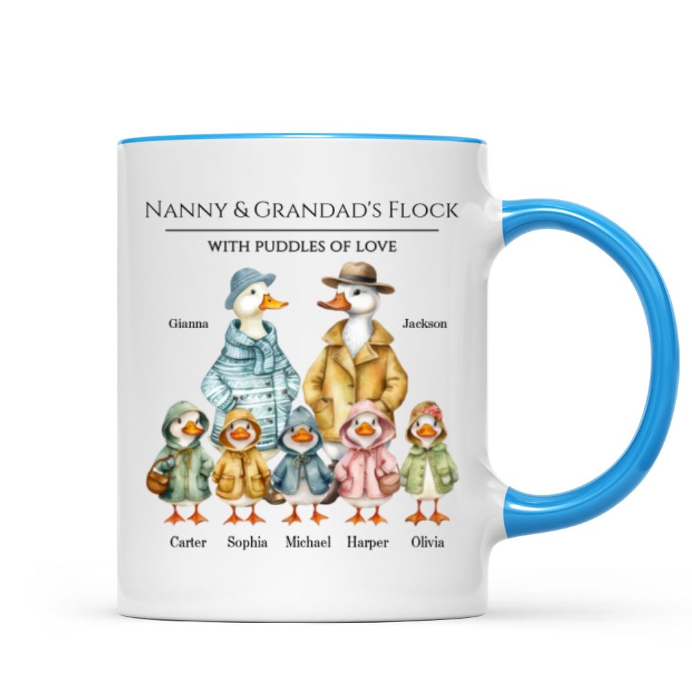 Nanny & Grandad’s Flock - Cute Watercolor Ducks - Personalized Mug