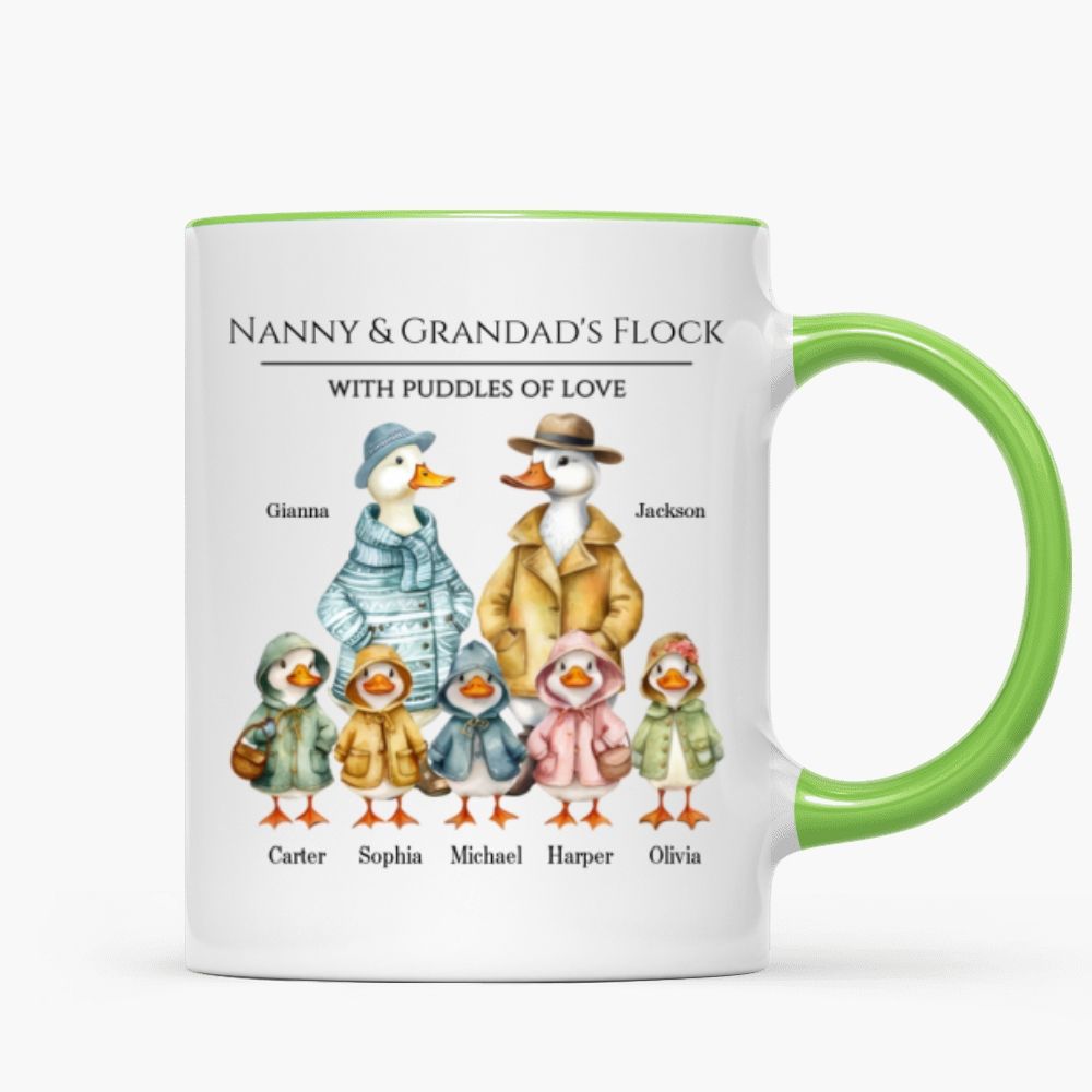 Nanny & Grandad’s Flock - Cute Watercolor Ducks - Personalized Mug