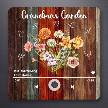 Birth Flower Acrylic Music Magnet - Personalized Gift Grandma