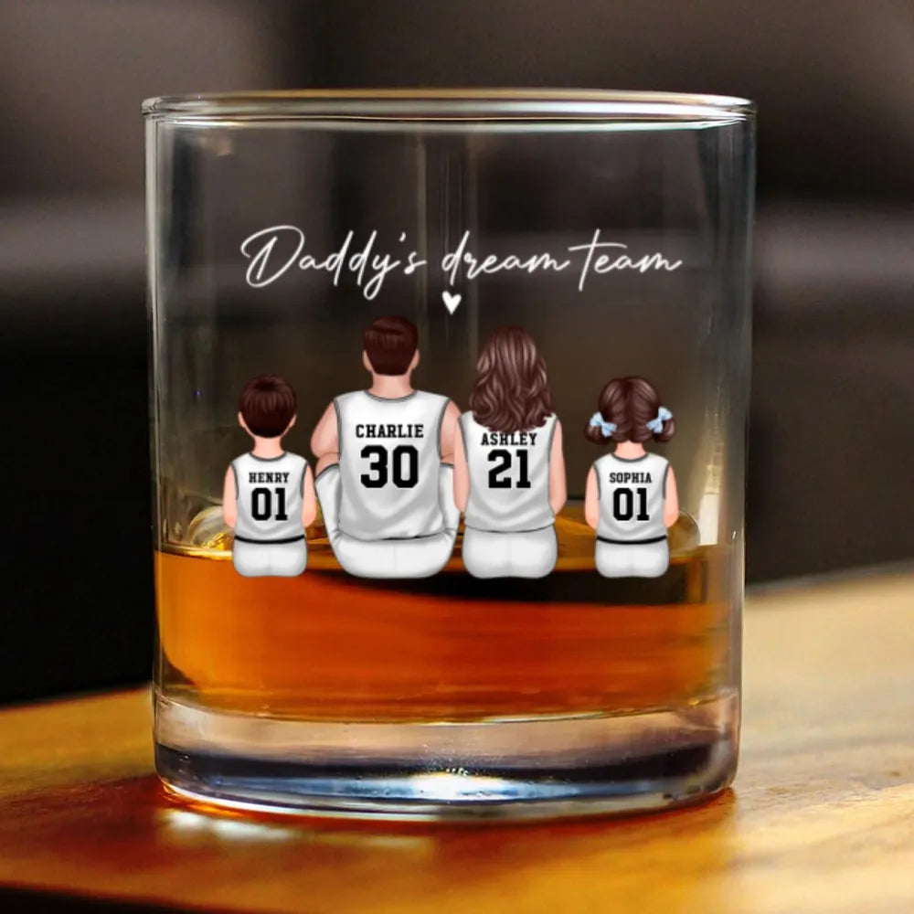 Basketball Dad’s Dream Team - Personalized Whiskey Glass