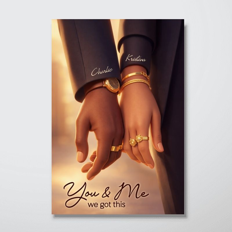 Personalized Couple Romantic Hands Close Up Poster / Canvas - Custom Anniversary & Valentine’s Gift