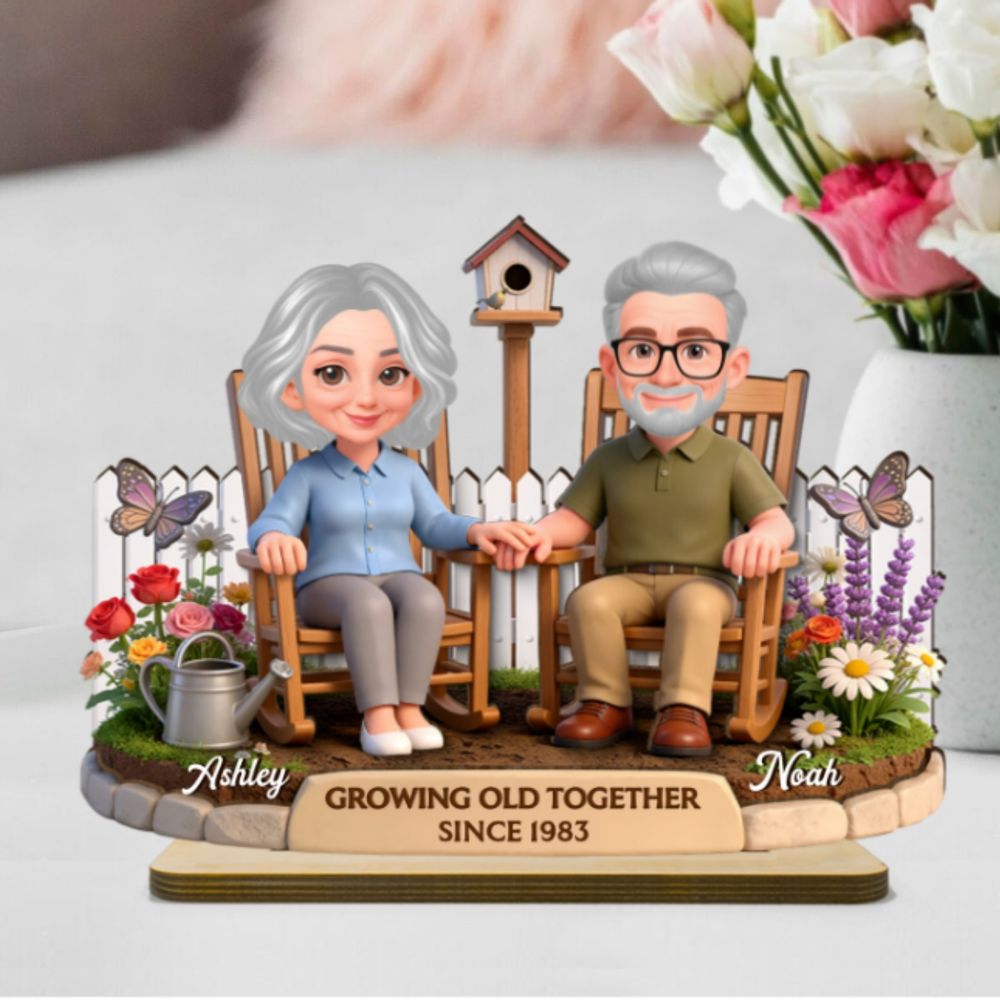 Eternal Love Couple Backyard Garden Growing Old Together - Personalized 2-Layer Wooden Plaque