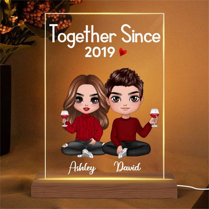 Personalized Custom Couple Sitting 3D LED Night Light - Custom Anniversary Gift
