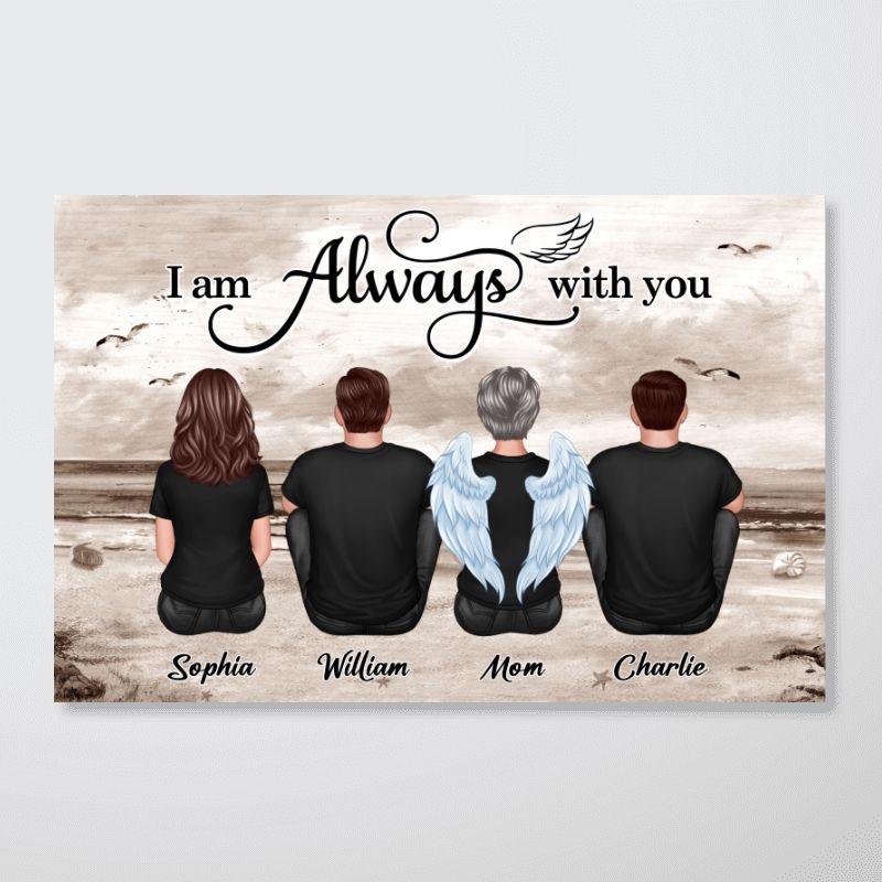 Personalized Family Memorial For Loved One Canvas: 'Always With You' Angel Wings Art