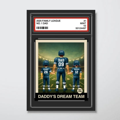 Football No.1 Dad & Kids - Personalized Trading Card Style Poster / Canvas