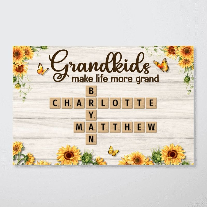 Grandkids Make Life More Grand - Personalized Canvas / Poster, Gift For Grandma Grandpa