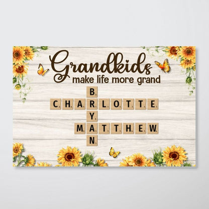 Grandkids Make Life More Grand - Personalized Canvas / Poster, Gift For Grandma Grandpa