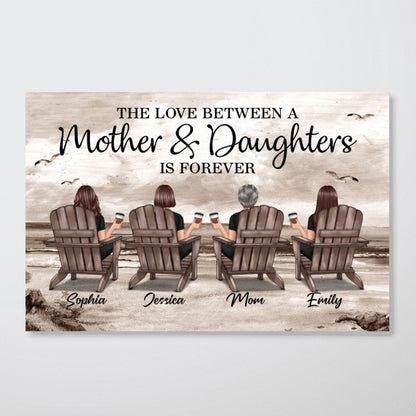 Personalized Mother Daughters Canvas: "Love is Forever" Beach Wall Art Gift