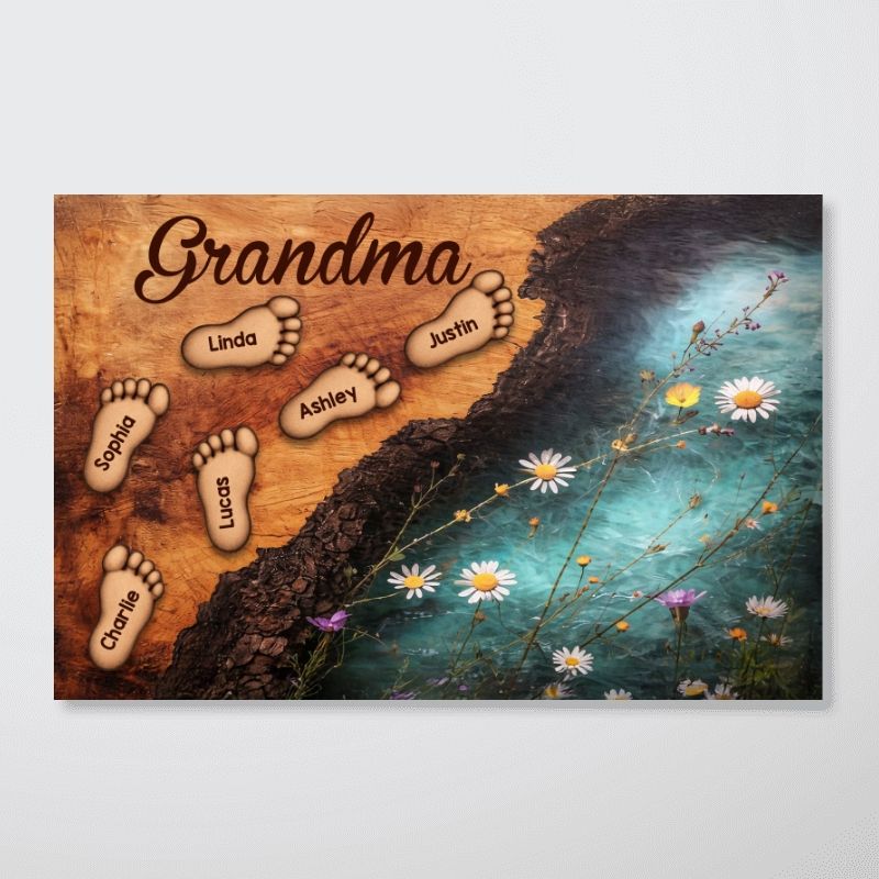 “Grandma’s Little Steps” Personalized Poster / Canvas - Gift From Grandkids