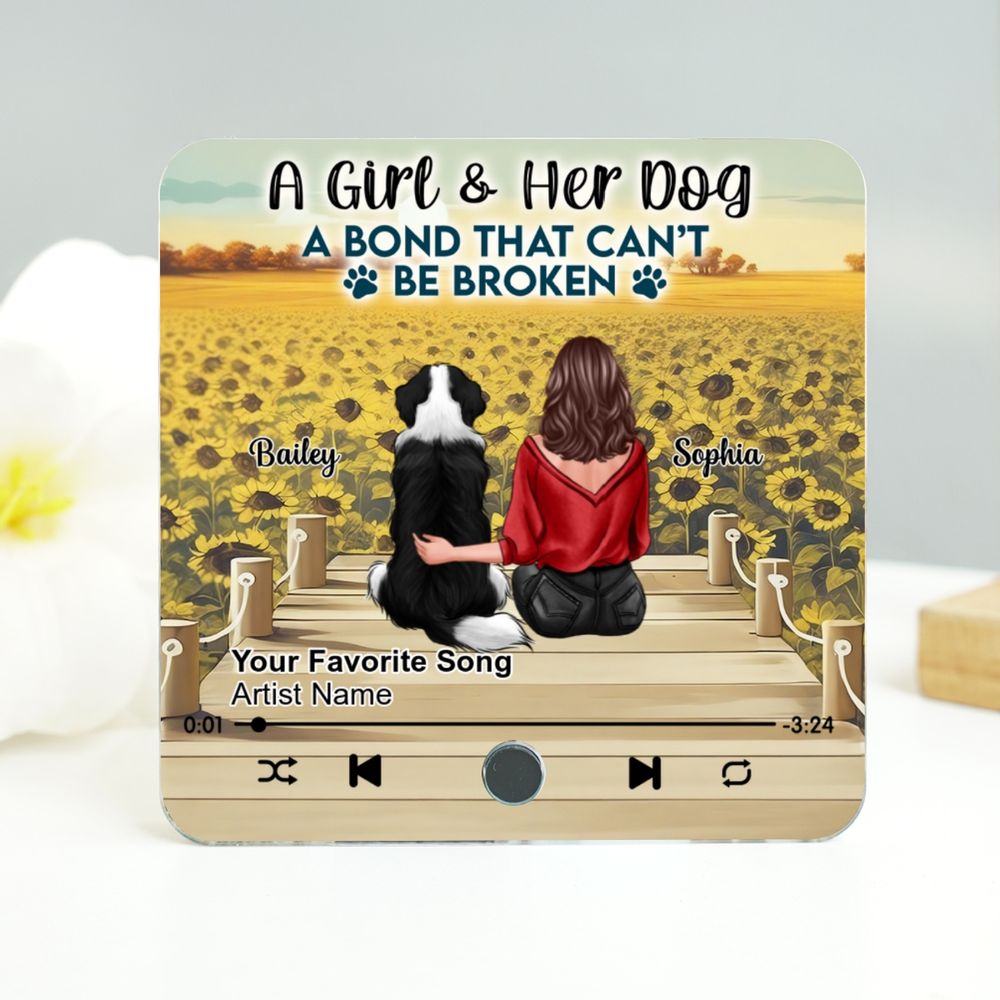 A Girl & Her Dog - Personalized Acrylic Music Magnet