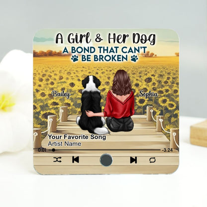 A Girl & Her Dog - Personalized Acrylic Music Magnet