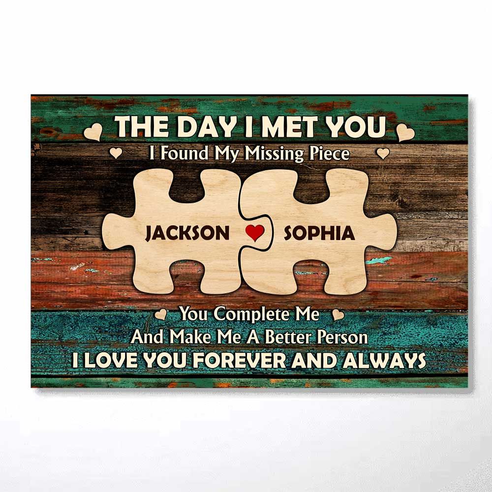 Personalized I Found My Missing Piece Poster / Canvas - Custom Anniversary Gift For Couples
