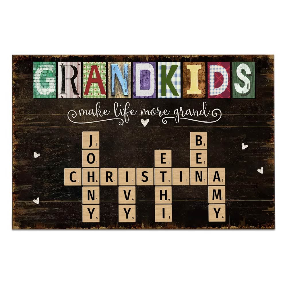 Grandkids Make Life More Grand - Personalized Family Heritage Canvas / Poster