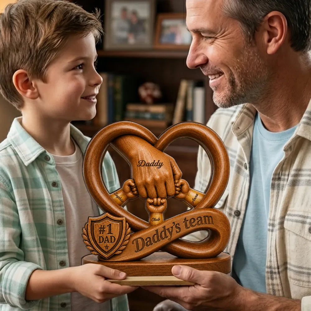 Wood Sign material and size view - Personalized Dad Fist Bump Wooden Plaque