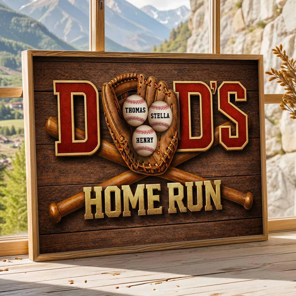 Personalized Baseball Dad Home Run Poster / Canvas - Father's Day Gift For Dad