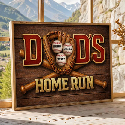 Personalized Baseball Dad Home Run Poster / Canvas - Father's Day Gift For Dad