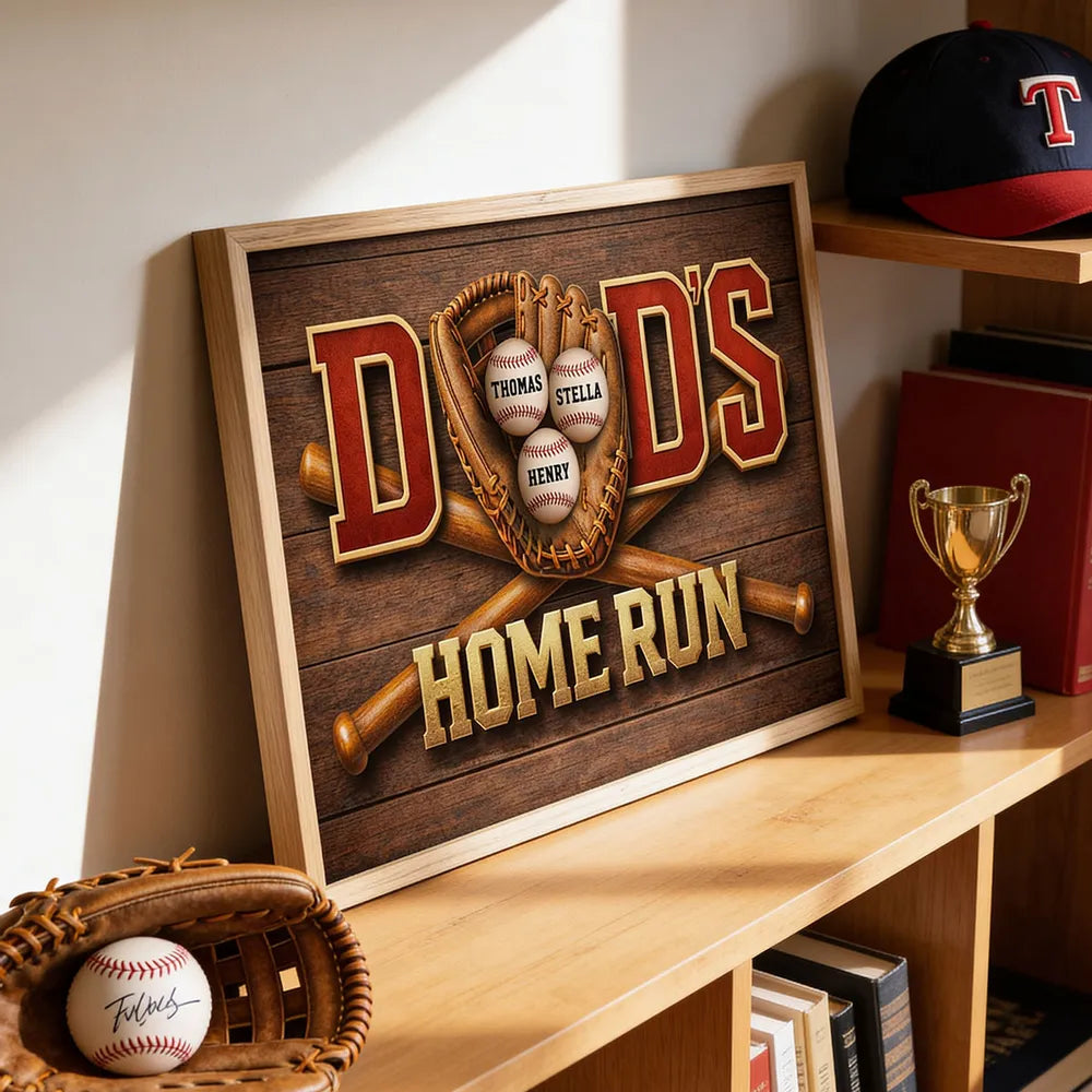 Personalized Baseball Dad Home Run Poster / Canvas - Father's Day Gift For Dad
