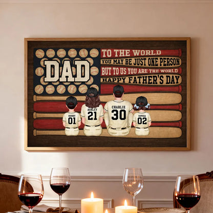 "To Us You Are The World" Baseball Nation Dad Poster / Canvas - Personalized Father’s Day Gift