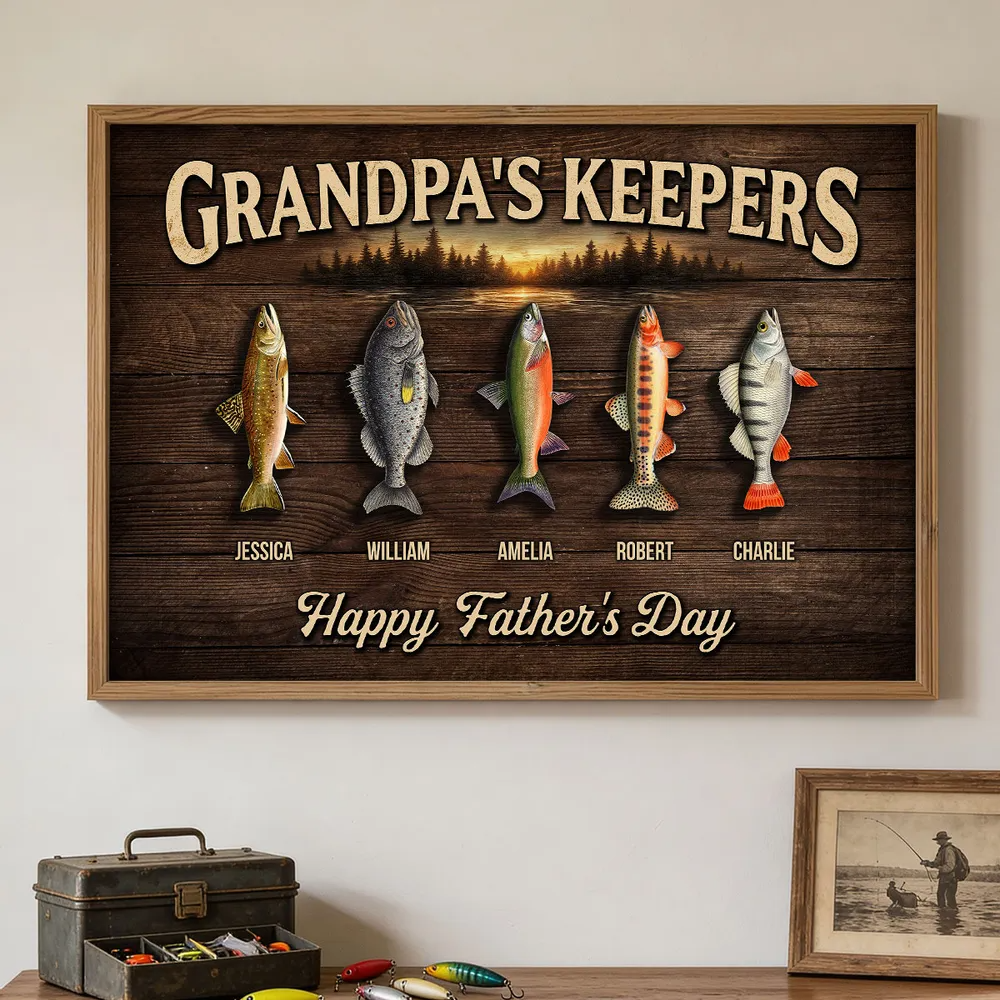 Personalized Fishing Grandpa's Keepers Poster / Canvas - Custom Father's Day Gift