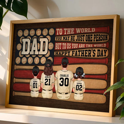 "To Us You Are The World" Baseball Nation Dad Poster / Canvas - Personalized Father’s Day Gift