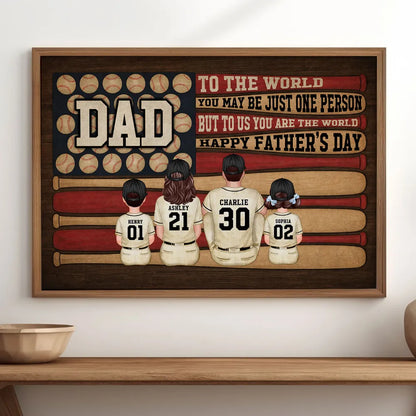 "To Us You Are The World" Baseball Nation Dad Poster / Canvas - Personalized Father’s Day Gift
