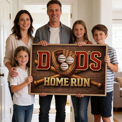 Personalized Baseball Dad Home Run Poster / Canvas - Father's Day Gift For Dad