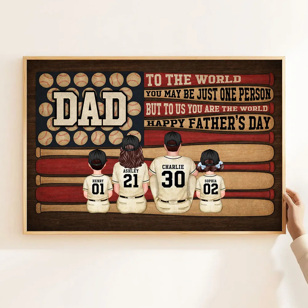 "To Us You Are The World" Baseball Nation Dad Poster / Canvas - Personalized Father’s Day Gift