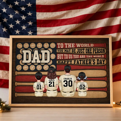 "To Us You Are The World" Baseball Nation Dad Poster / Canvas - Personalized Father’s Day Gift
