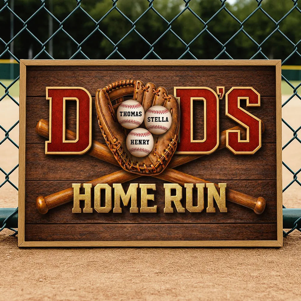 Personalized Baseball Dad Home Run Poster / Canvas - Father's Day Gift For Dad