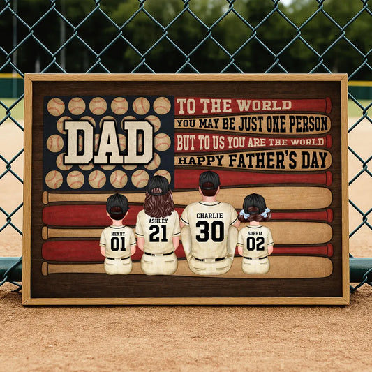 "To Us You Are The World" Baseball Nation Dad Poster / Canvas - Personalized Father’s Day Gift