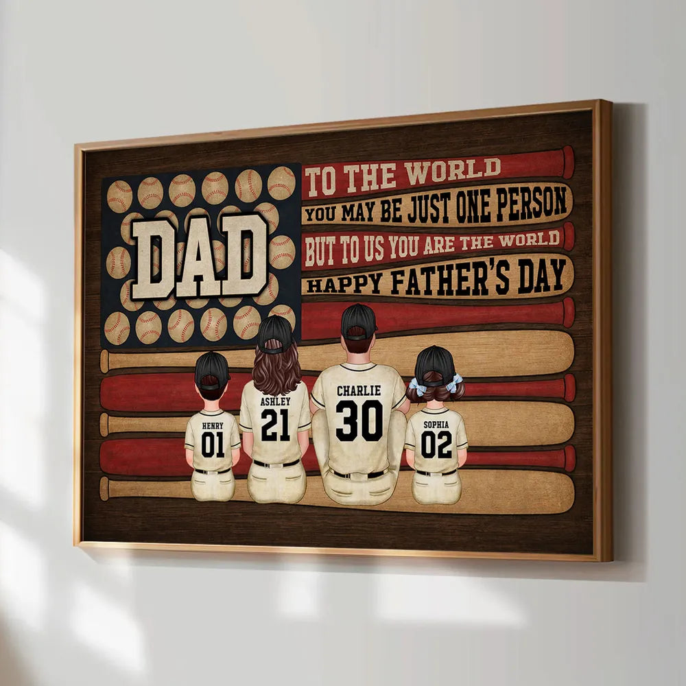 "To Us You Are The World" Baseball Nation Dad Poster / Canvas - Personalized Father’s Day Gift