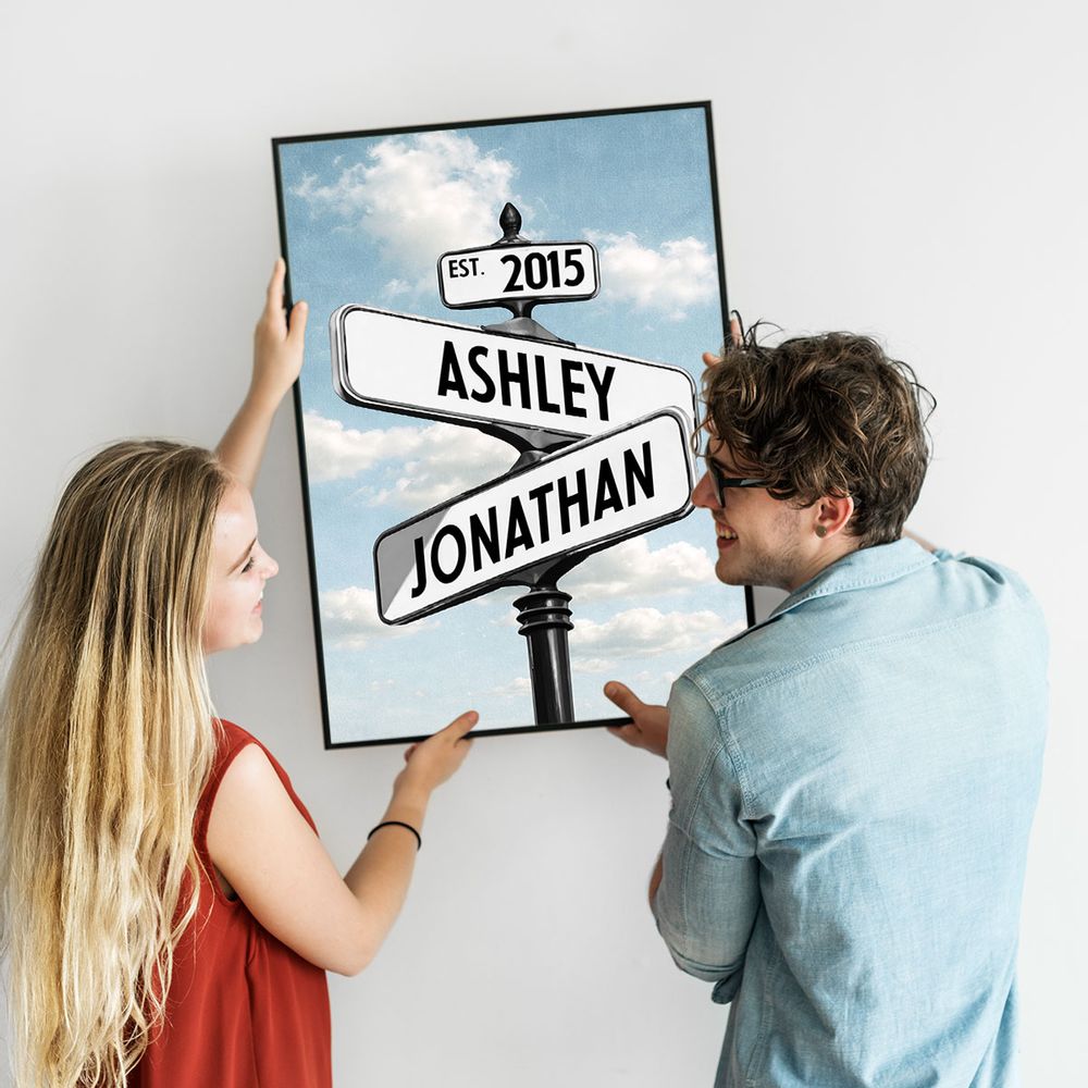 “Couple Street Sign” Personalized Poster / Canvas - Romantic Anniversary Gift for Couple