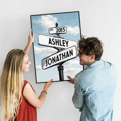 “Couple Street Sign” Personalized Poster / Canvas - Romantic Anniversary Gift for Couple