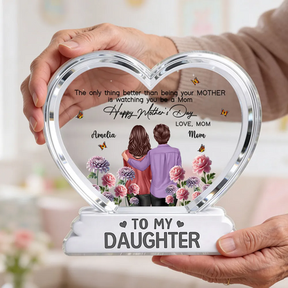 “To My Daughter” Personalized Acrylic Plaque - Birth Flower Mother’s Day Gift